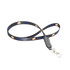 A black polyester lanyard with a clip, featuring a repeated logo pattern.