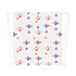 A drawstring cotton bag featuring a playful pattern of purple and red planes on a white background with colourful swirls.