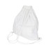 A white cotton drawstring bag with two matching strings for closure. It has a simple, minimalist design.