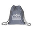 A grey drawstring bag with a logo featuring mountains and the word "Investments" printed in white.
