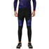 Men's sublimated cycling tights in a combination of black and a cosmic pattern with purple accents, featuring a logo.