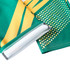 Unisex adult sports shorts in green and yellow with a sublimated design and a zippered pocket.