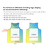 A brightly coloured sublimated singlet featuring a front and back view, includes placement guidelines for logos.