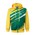 A vibrant men's track jacket featuring green and yellow colours, with a design pattern and a logo on the front.
