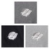 A patch featuring an embroidered logo in white, displayed on grey and black fabric sections.