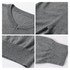 A grey unisex 100% cotton V-neck sweater featuring ribbed cuffs and neckline, showcasing different angles.