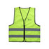 A hi-vis vest in bright yellow featuring horizontal reflective tape and a logo. It has a classic unisex design.