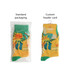 Socks featuring a floral design in yellow and green, packaged with a custom header card.