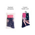 Crew custom pattern woven socks in navy blue with pink accents, presented in standard packaging and with a custom header card.
