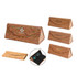 Foldable cork glasses case in various designs, featuring a natural cork finish and an interior compartment for glasses.