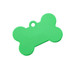 A green bone-shaped pet ID tag with a hole for attachment and a smooth surface.