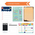 A collection of colourful template designs including a to-do list, a planner, and a school timetable.