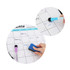 A magnetic calendar planner featuring a whiteboard surface, black and purple markers, and an eraser.
