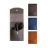 A portable manicure set featuring a brown, blue, and orange case with nail scissors, clippers, and a file inside.