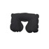 A black inflatable travel pillow with a U-shaped design for neck support. It features a smooth surface and rounded edges.