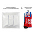 Knee high football socks in red and blue, displayed in a biodegradable bag with an option for a custom header card.