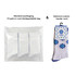 A pack of 12 pairs of crew woven work socks, featuring a towel bottom, in white with a blue floral design.