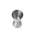 A stainless steel double jigger with a sleek, polished finish, featuring a tapered design and an internal measurement indicator.