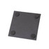A square black slate coaster with rounded corners and four rubber feet on the underside.
