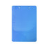 A blue clipboard with two holes at the top for fastening. It has a smooth finish and no visible markings.