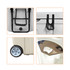 A 75L cooler box in white with black accents and a grey wheel, featuring locking mechanisms and a metallic panel.