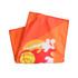 An orange sports towel featuring a basketball and player graphic, folded neatly with a logo.