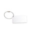 A square aluminium luggage tag with a silver metal ring, featuring a plain metallic surface.