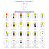 A range of lanyard attachments in various colours, including metal and plastic options, displayed in a grid format.