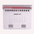 A mouse mat featuring a calendar for January 2027, primarily white with grey and red accents, and includes icons.