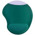 A green gel mouse pad with a smooth surface and a rounded shape, featuring a white top section.