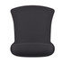 A black gel mouse pad featuring a cushioned wrist support, designed for comfort during use.