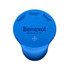 A blue gel pad with a rounded edge and a logo, designed for use as a mouse mat.
