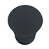 A round, black gel pad designed for use as a mouse mat, featuring a smooth surface and a rounded shape.