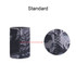 A stubby holder with a black and grey design, featuring a fabric-like texture and a visible seam.
