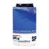 A drink can holder in blue with a branded logo, featuring a marine design.