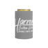 A drink bottle stubby holder in grey with a logo, suitable for keeping beverages cold.