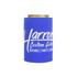 A drink bottle holder in vibrant blue with a branding logo, designed to keep beverages cool.