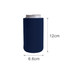 A navy stubby holder designed to fit standard drink cans, featuring a simple, smooth design and a logo.