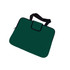 A green deluxe laptop bag with black handles and a zipped closure, featuring a sleek design and a logo.