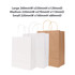 A set of three kraft paper bags in white and brown, showcasing different sizes, with twisted handles.