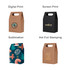 A variety of die cut handle bags in brown, black, and colourful designs, featuring different printing styles and logos.