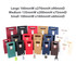 A collection of die cut handle bags in various colours and sizes, displayed with small decorative items.