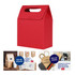 A red die cut handle bag, measuring 160x260x90mm, with a logo and a variety of design options displayed.