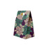 A die-cut handle bag with flap, featuring a floral and houndstooth pattern in purple, green, and cream colours.