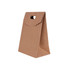 A brown die cut handle bag with a flap and a scalloped top edge, featuring a cut-out handle.