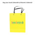 A small yellow knitted handle bag with lamination, featuring a logo and black handles. Dimensions are 220x270x100mm.