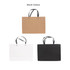 Large crosswise paper bags in brown, white, and black, featuring knitted handles. Each bag has a logo.