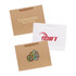 Three paper bags with fabric flat handles, featuring various designs and colours, including a logo and decorative prints.