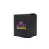 A large square black gift box featuring a colourful logo, suitable for packaging. Dimensions: 105 x 130 x 105mm.