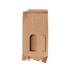 A drink bottle packaging box in brown, featuring a rope handle and cut-out sections for two bottles. It includes a logo.